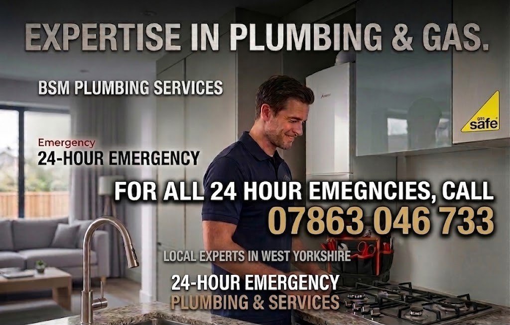 BSM Plumbing Services promotional plumbing and gas service graphic