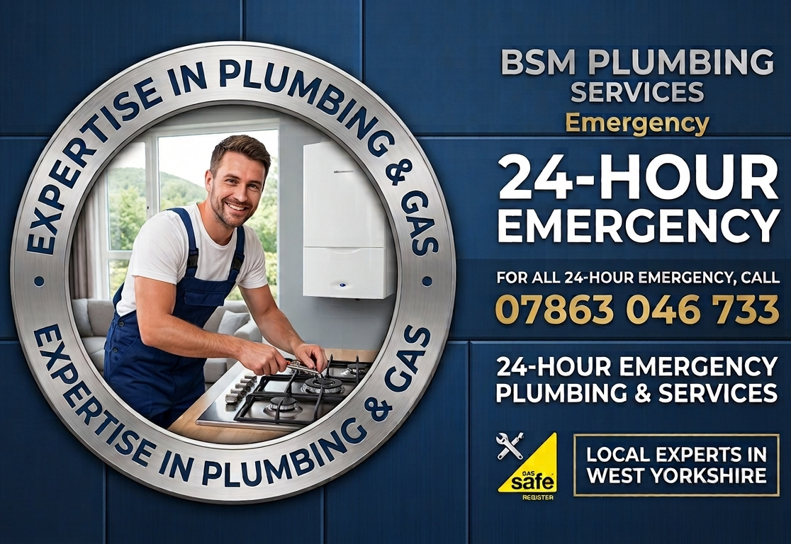 BSM Plumbing Services promotional plumbing and gas service graphic